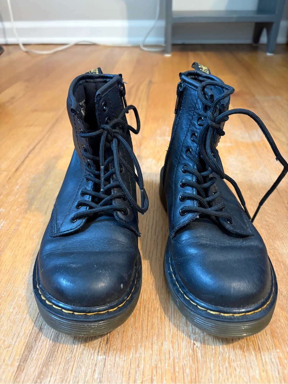 Little Girls Black Dr. Martens Lace-Up Boots